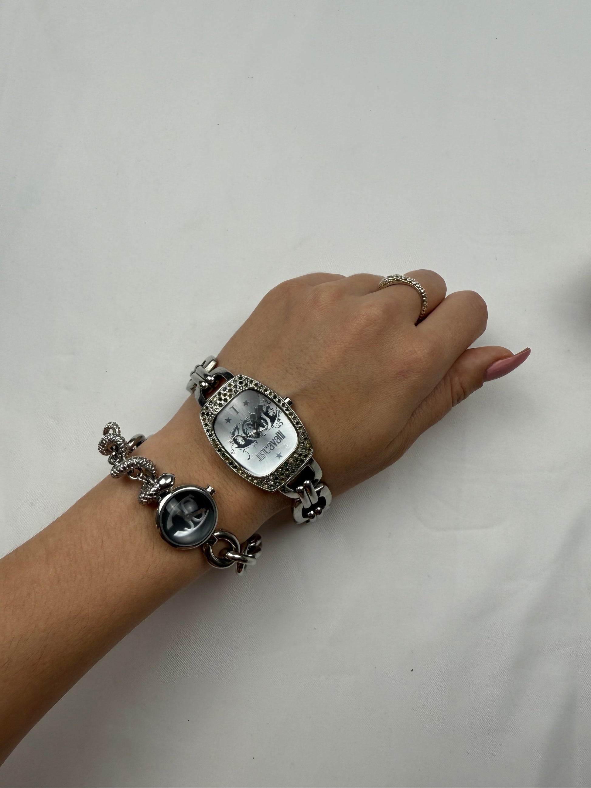 Vintage silver stainless steel bracelet watch jewelry