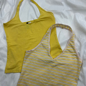 Yellow striped summer halter top (S/M)