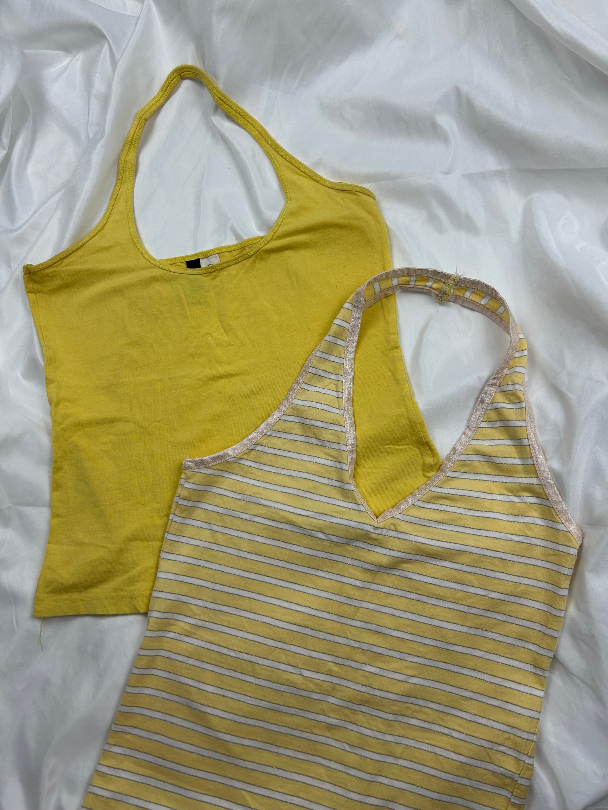 Yellow striped summer halter top (S/M)