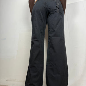 Black cargo low rise baggy pants (S)
