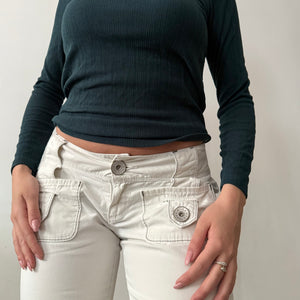 Dark green square neck long sleeves top (S/M)