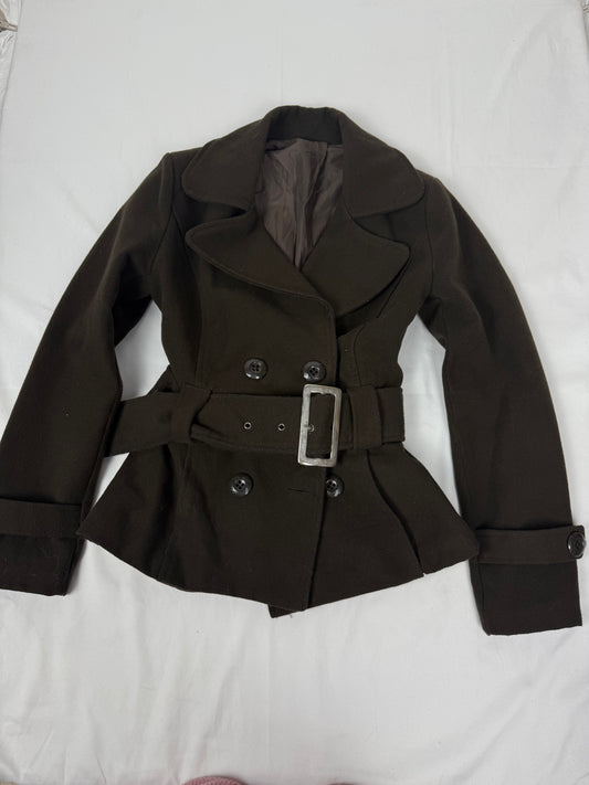 Khaki tight fit trench coat with belt (XS)