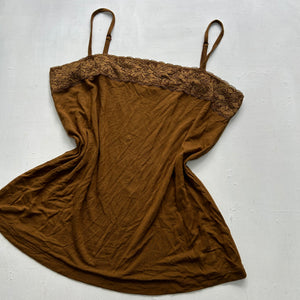 Brown camel mesh cami top 90s y2k vintage (M/L)