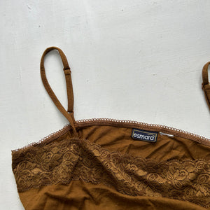 Brown camel mesh cami top 90s y2k vintage (M/L)
