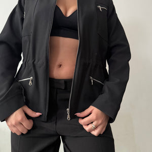 Black zip up office blazer jacket (M)