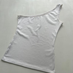 White stretchy one shoulder top (M)