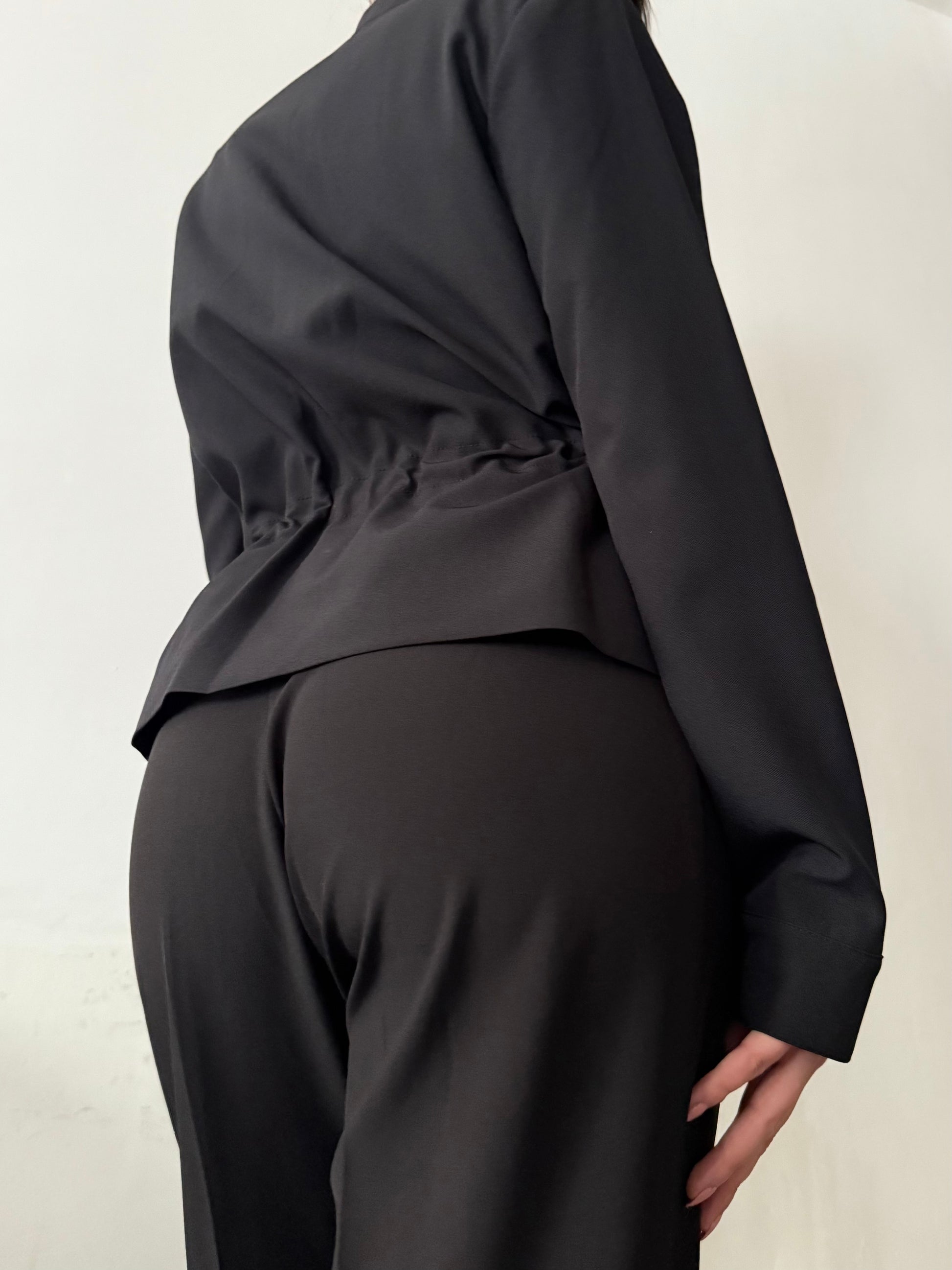 Black zip up office blazer jacket (M)