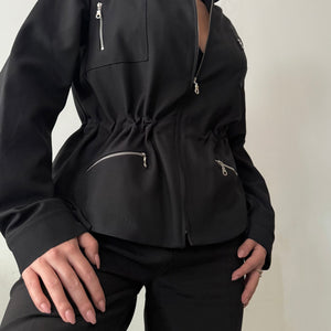 Black zip up office blazer jacket (M)