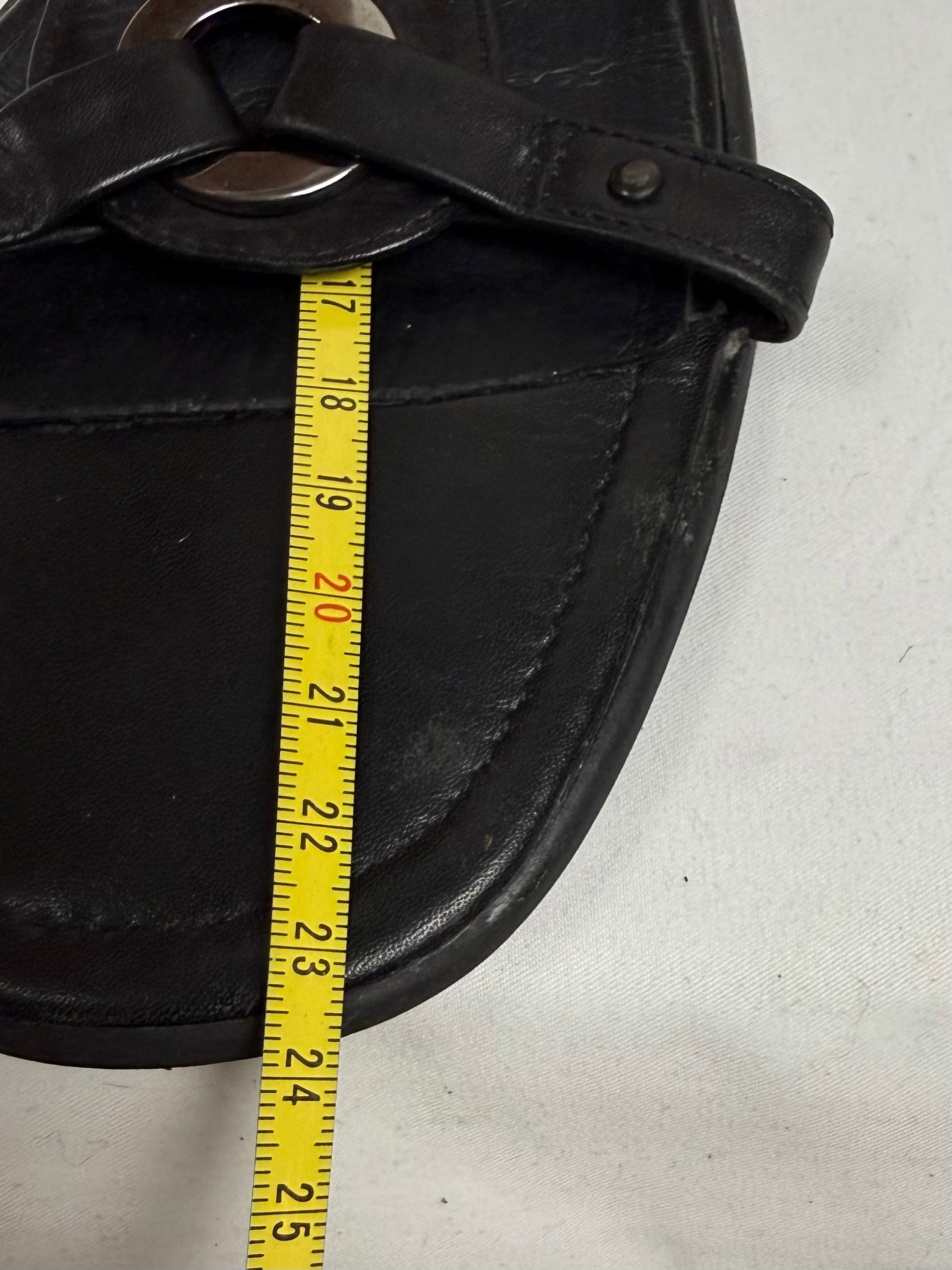 Black buckle belt real leather shoes (36)