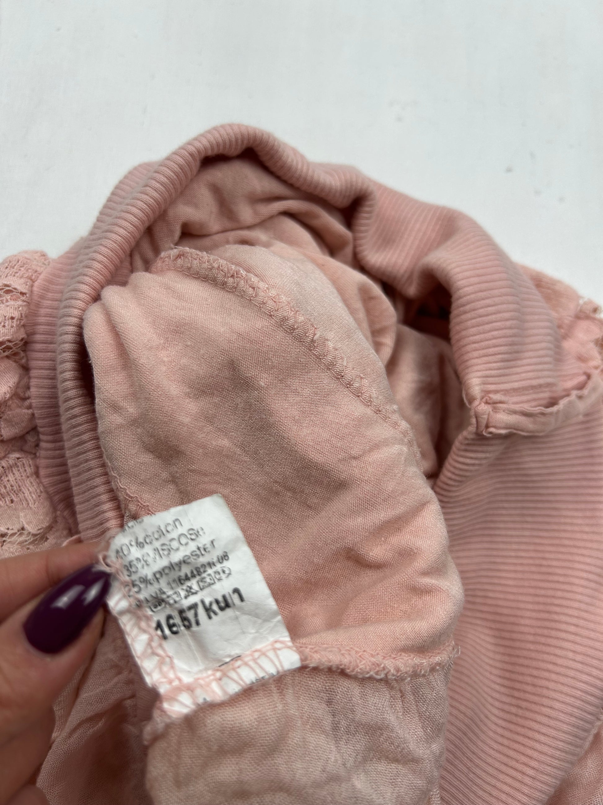 Baby pink lace pleated mini skirt (S/M)