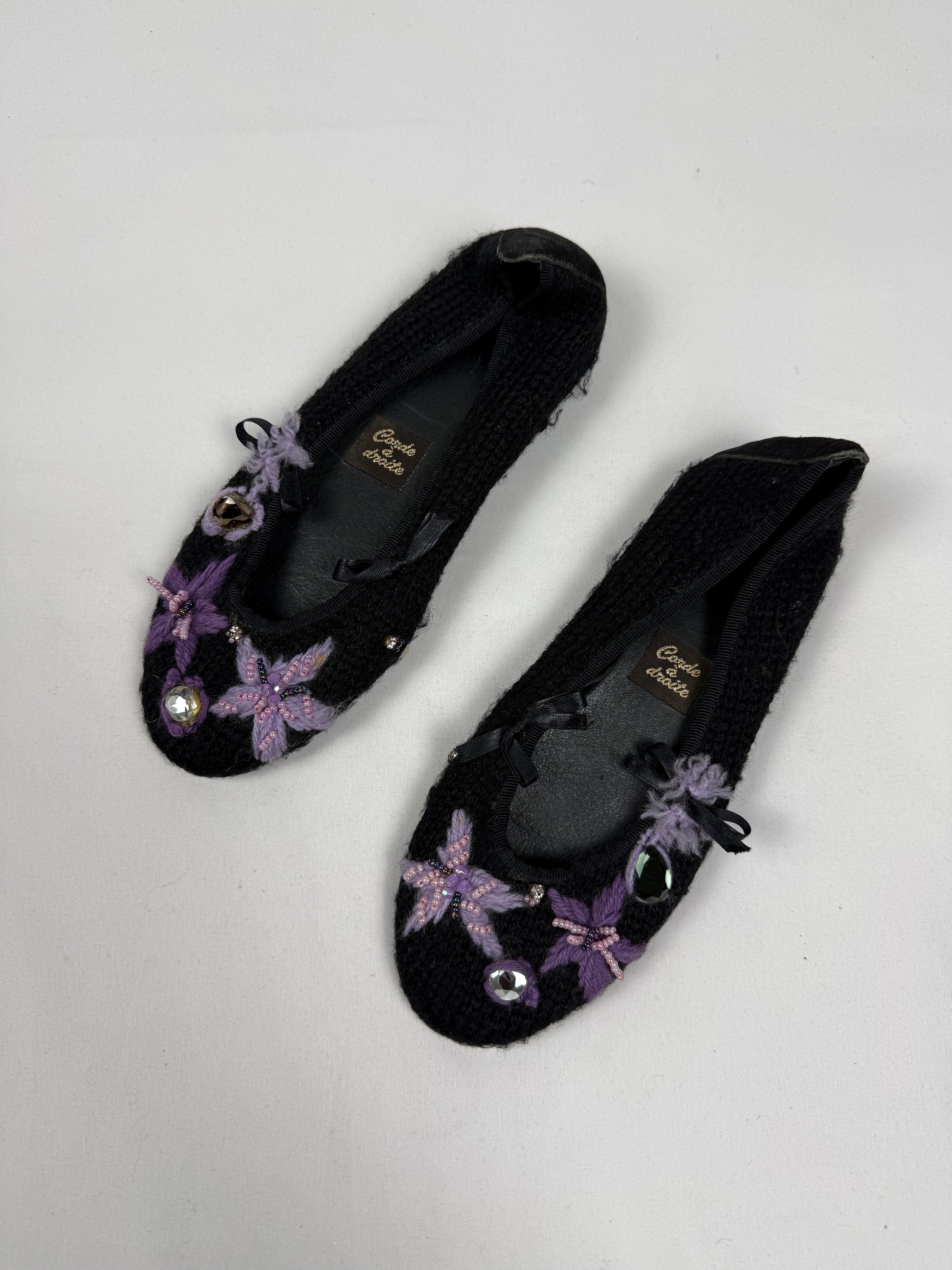 Black crochet embroidered ballet flats (35/36)