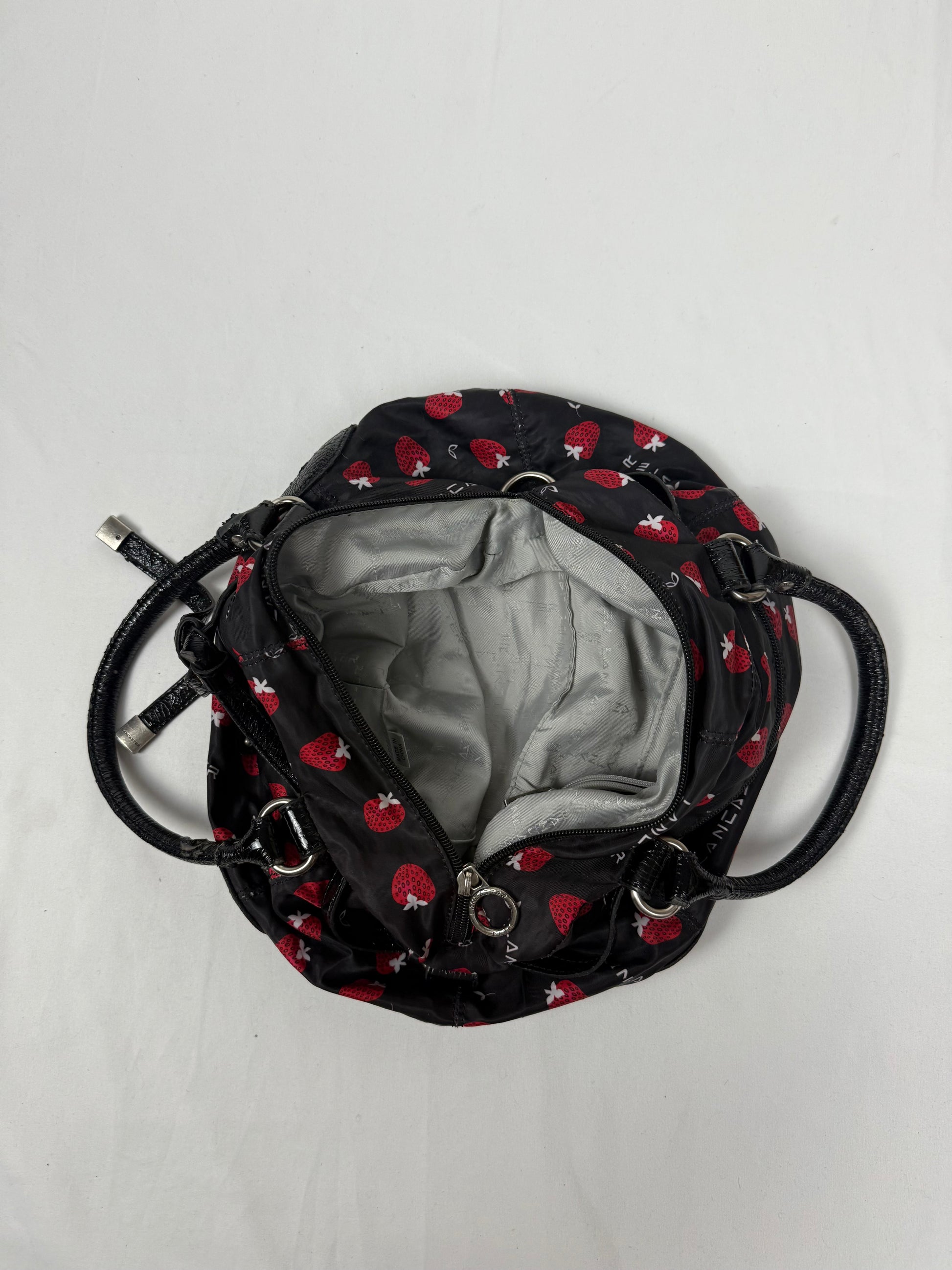 Black strawberries besace shoulder bag (37x23cm)