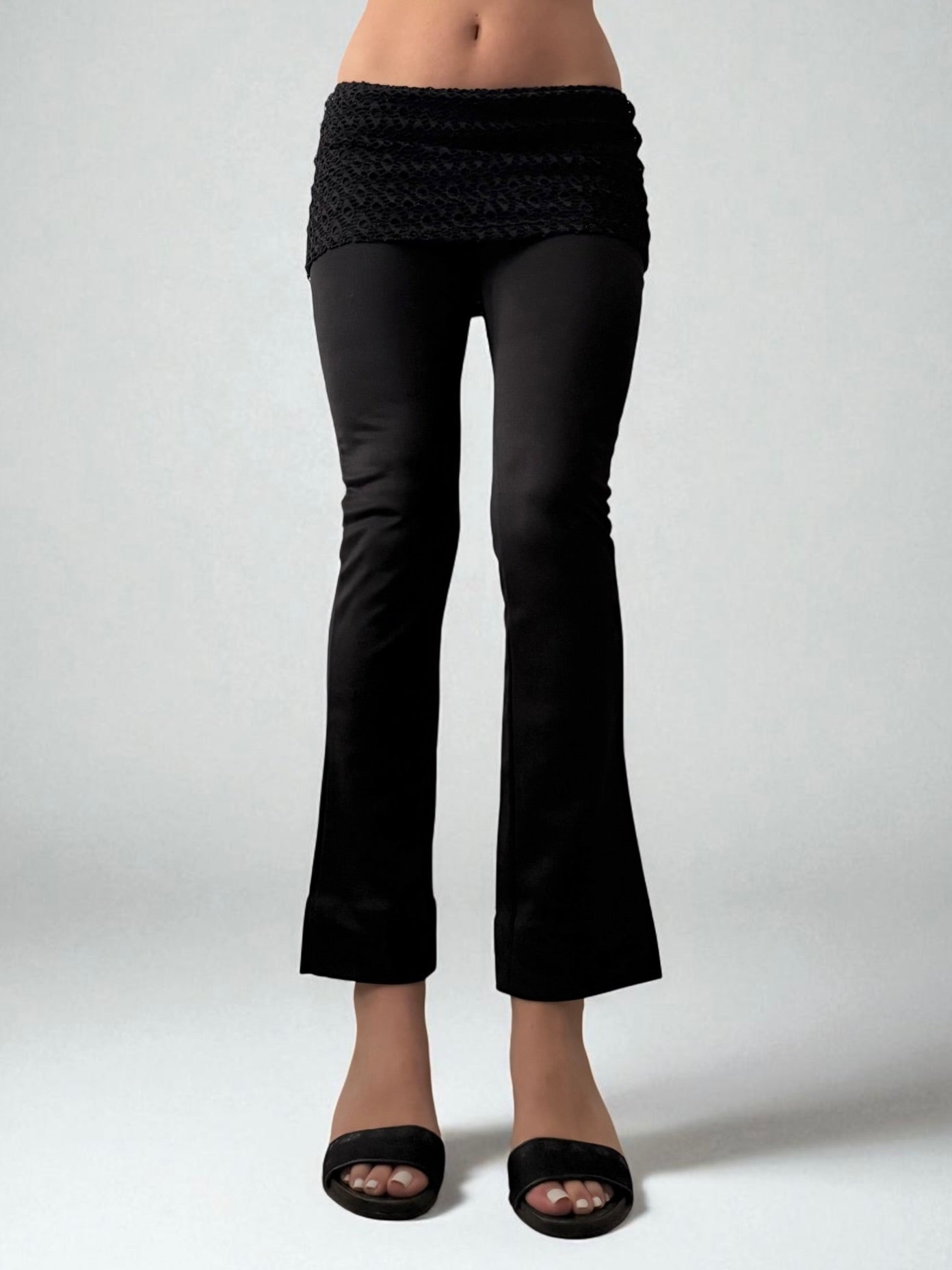 Low rise black leggings pant + skirt (XS)