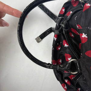 Black strawberries besace shoulder bag (37x23cm)