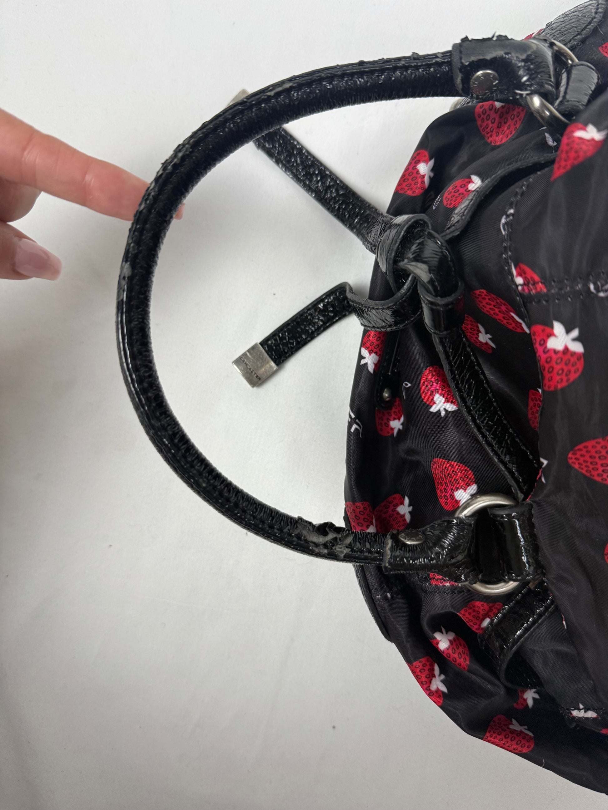 Black strawberries besace shoulder bag (37x23cm)