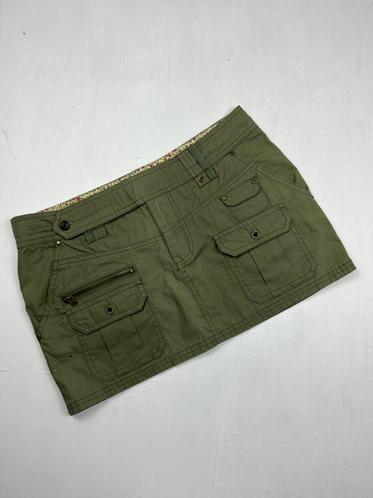 Khaki cargo low rise mini skirt (L)