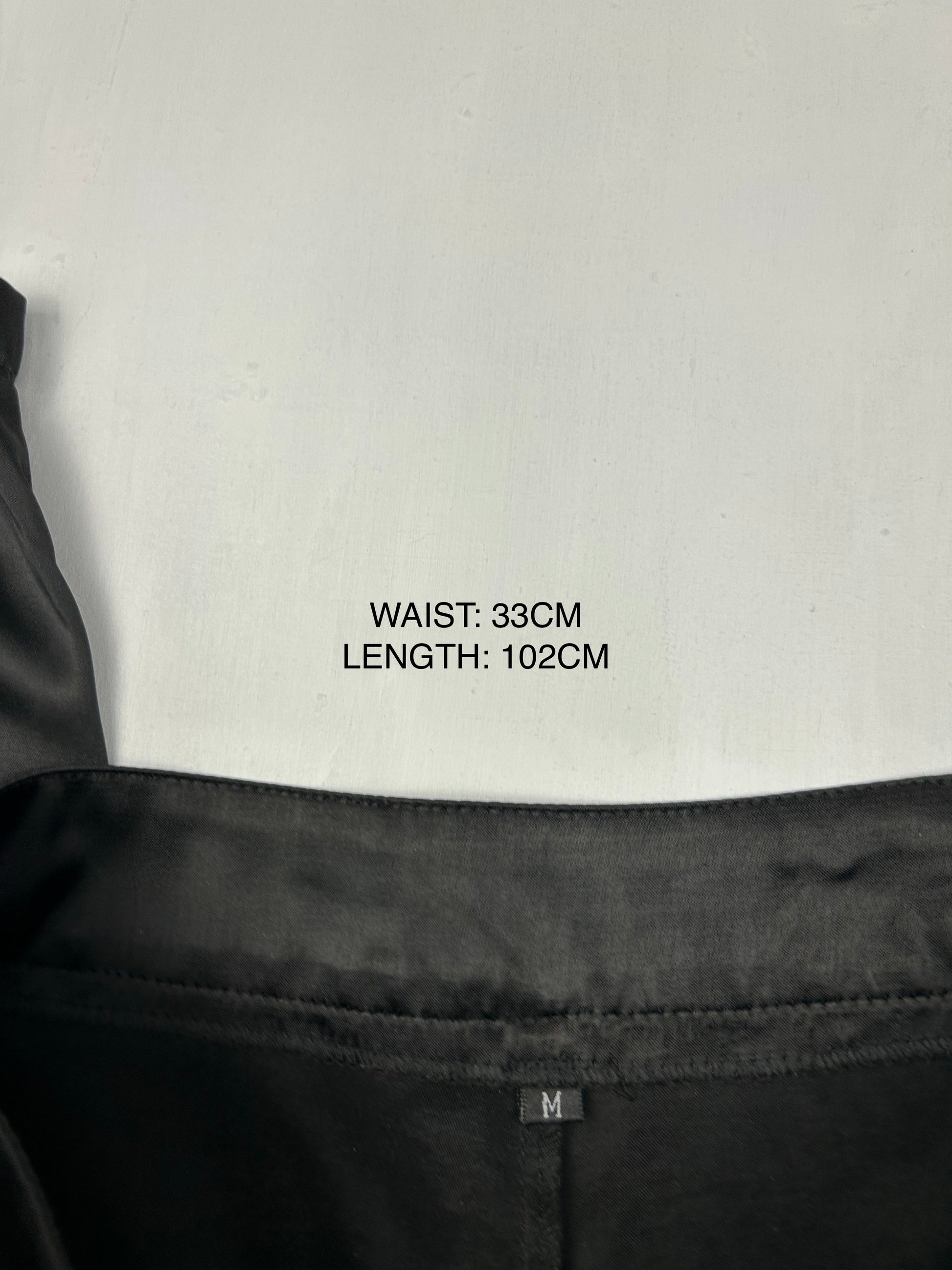 Black satin low rise bootcut office pants (M)