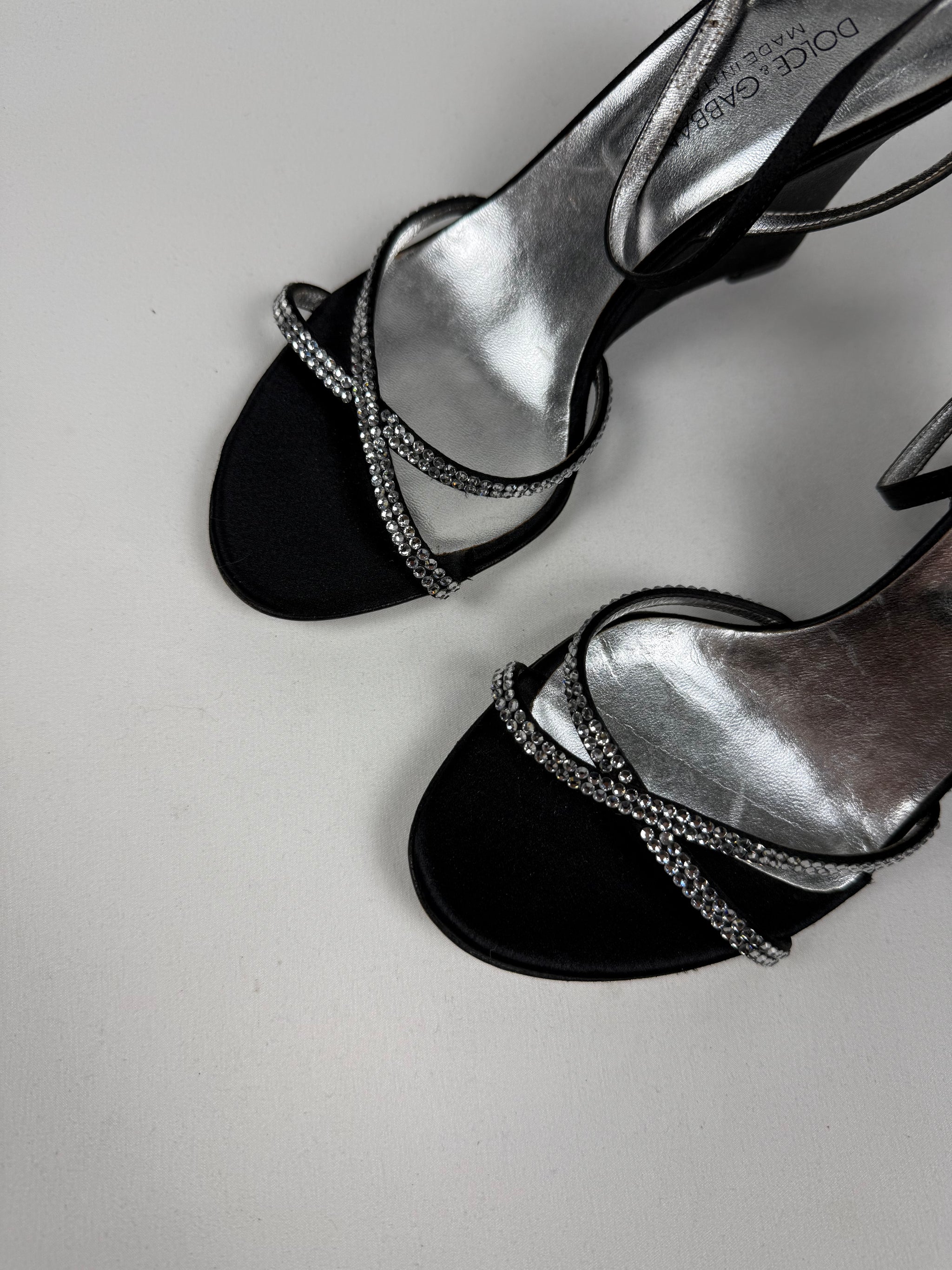 Black silky rhinestones wedge heels (36)