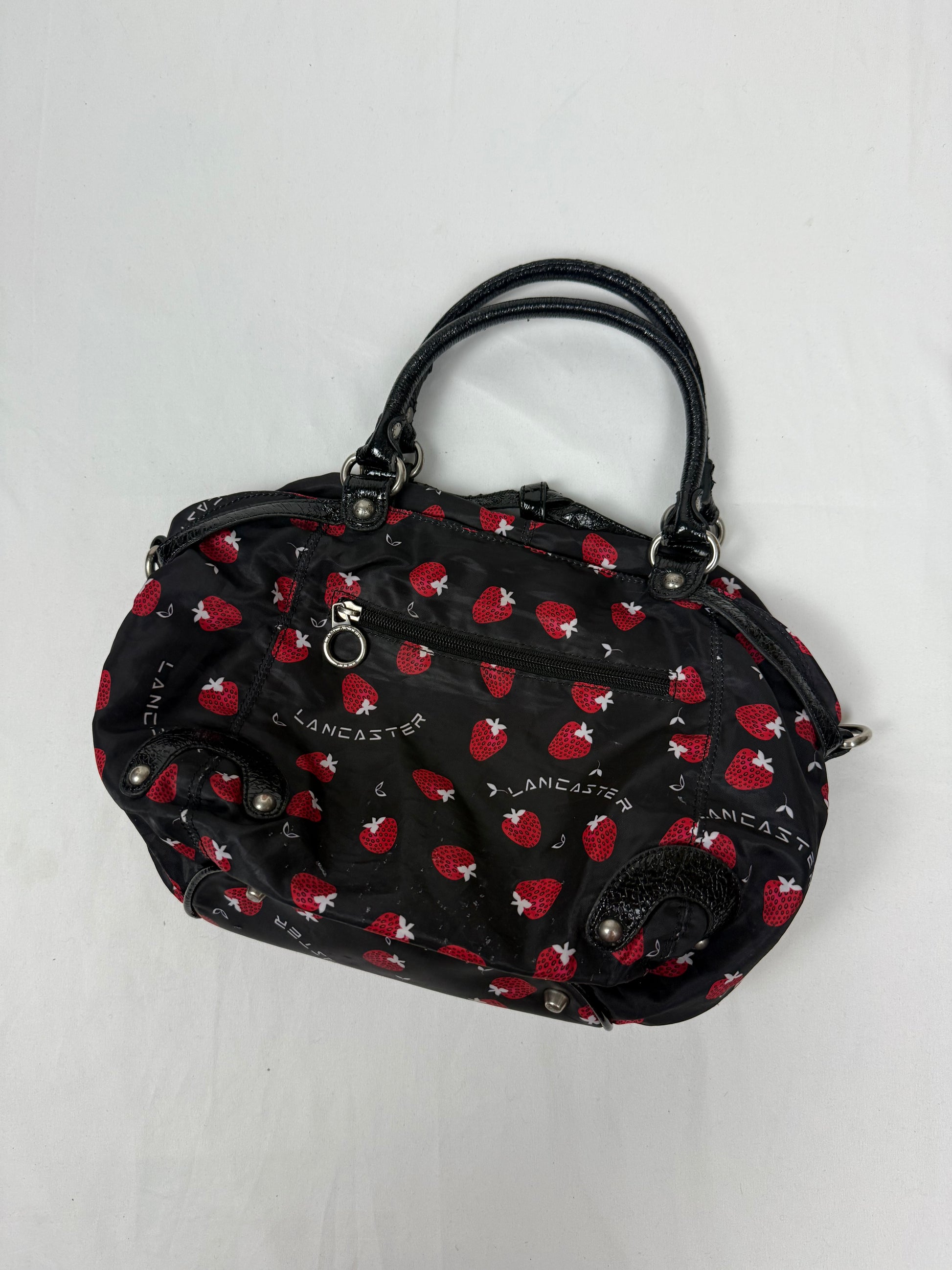 Black strawberries besace shoulder bag (37x23cm)