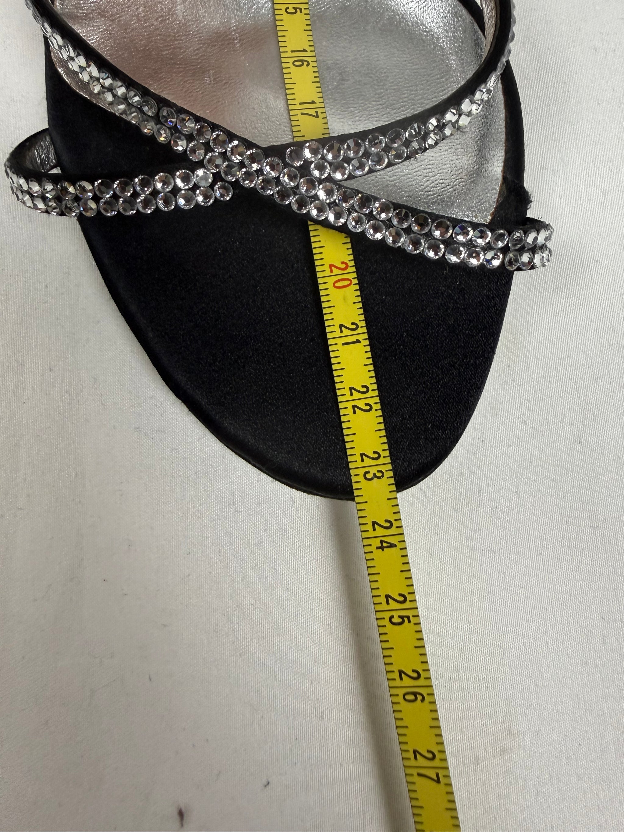 Black silky rhinestones wedge heels (36)