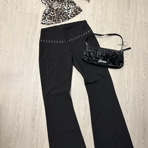 Black low rise corset office flare pants (XS/S)