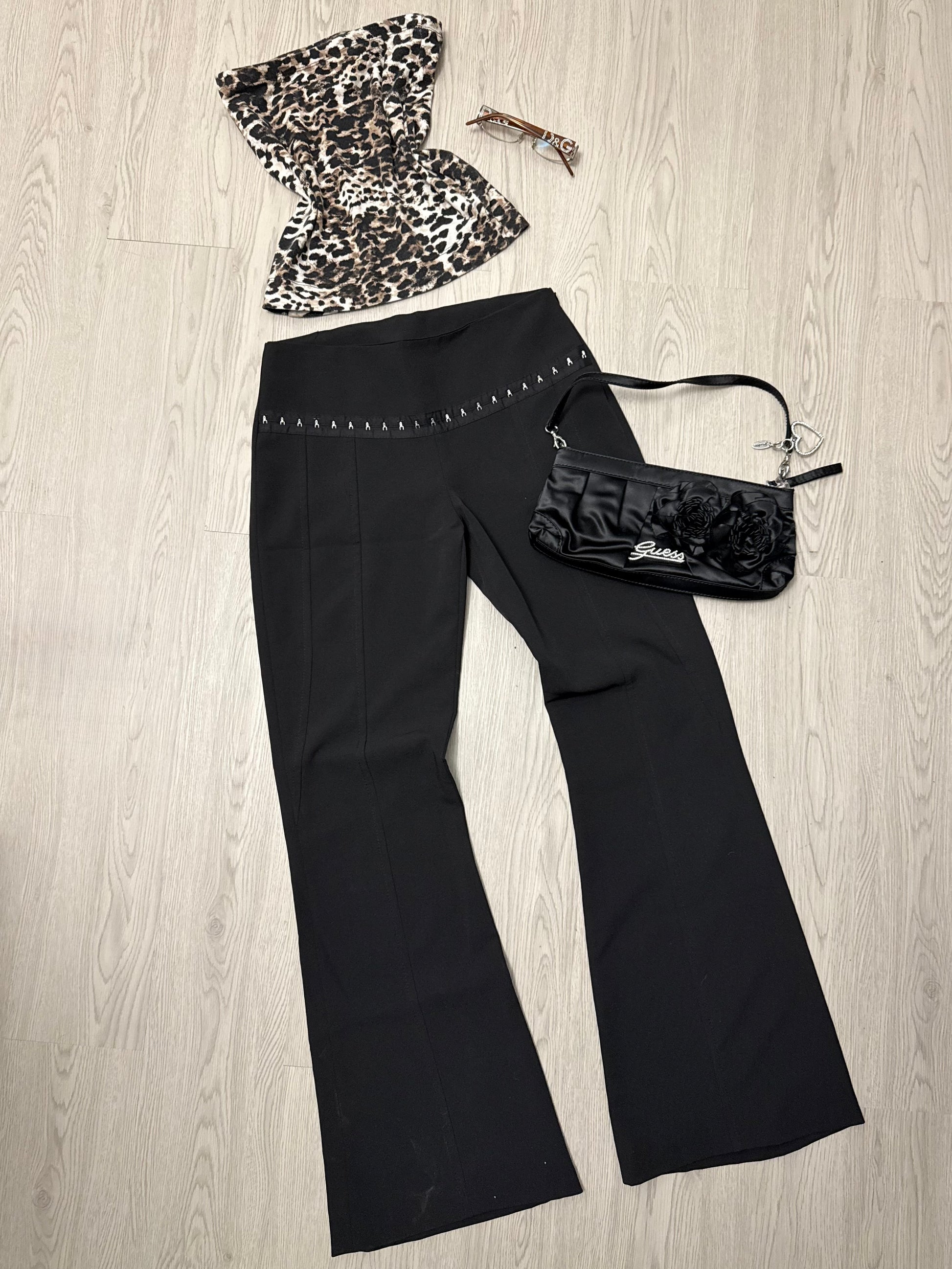 Black low rise corset office flare pants (XS/S)