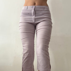Lilac check print low waist capri pants (S/M)