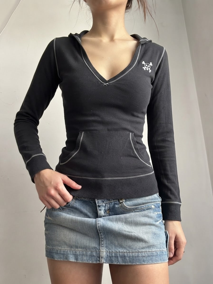Black cotton hoodie (S)