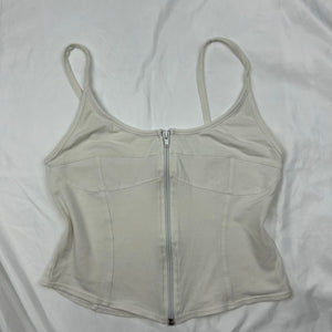 White zip up bustier cami top (M)
