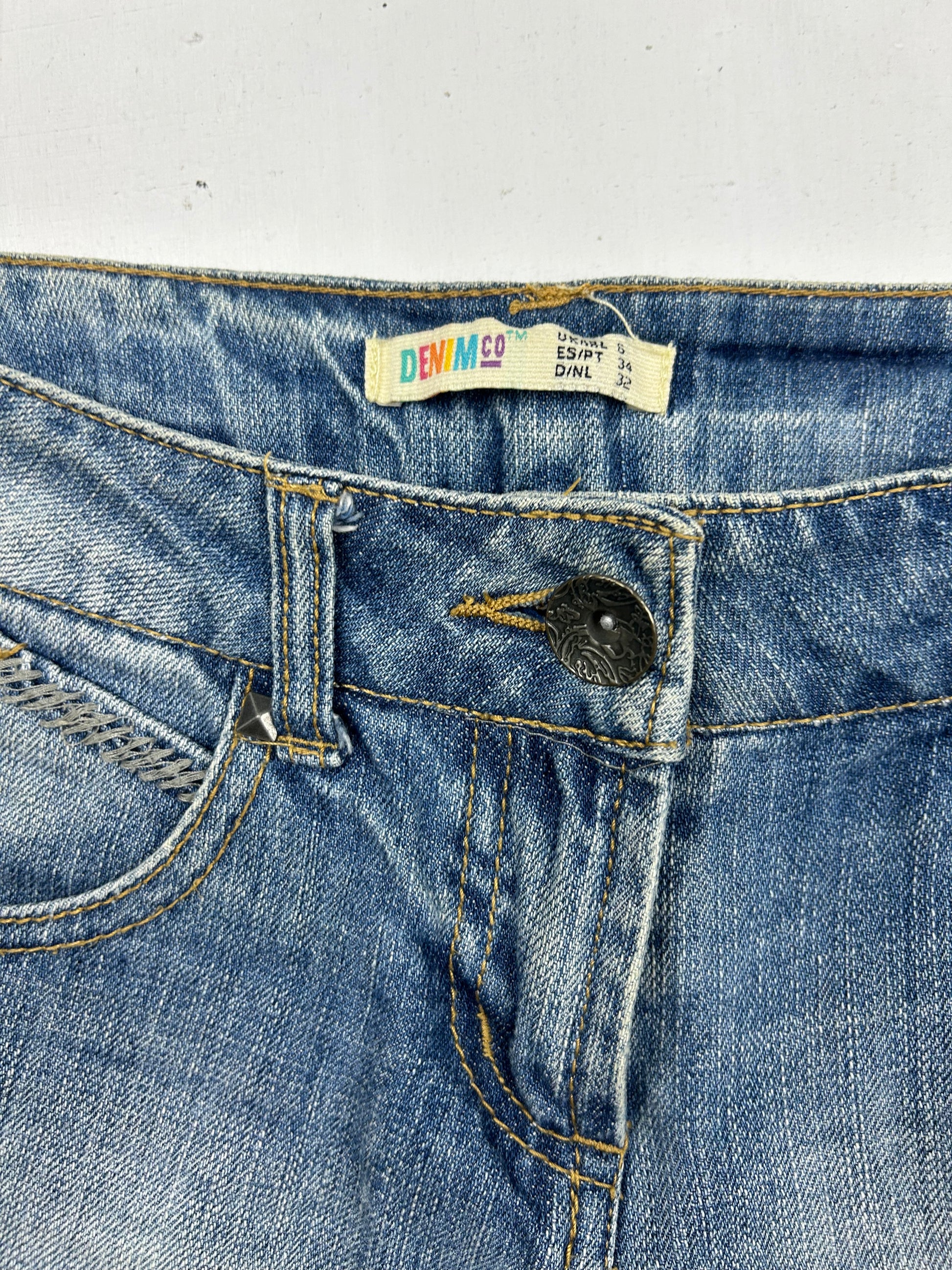Blue denim low rise mini short (XS)