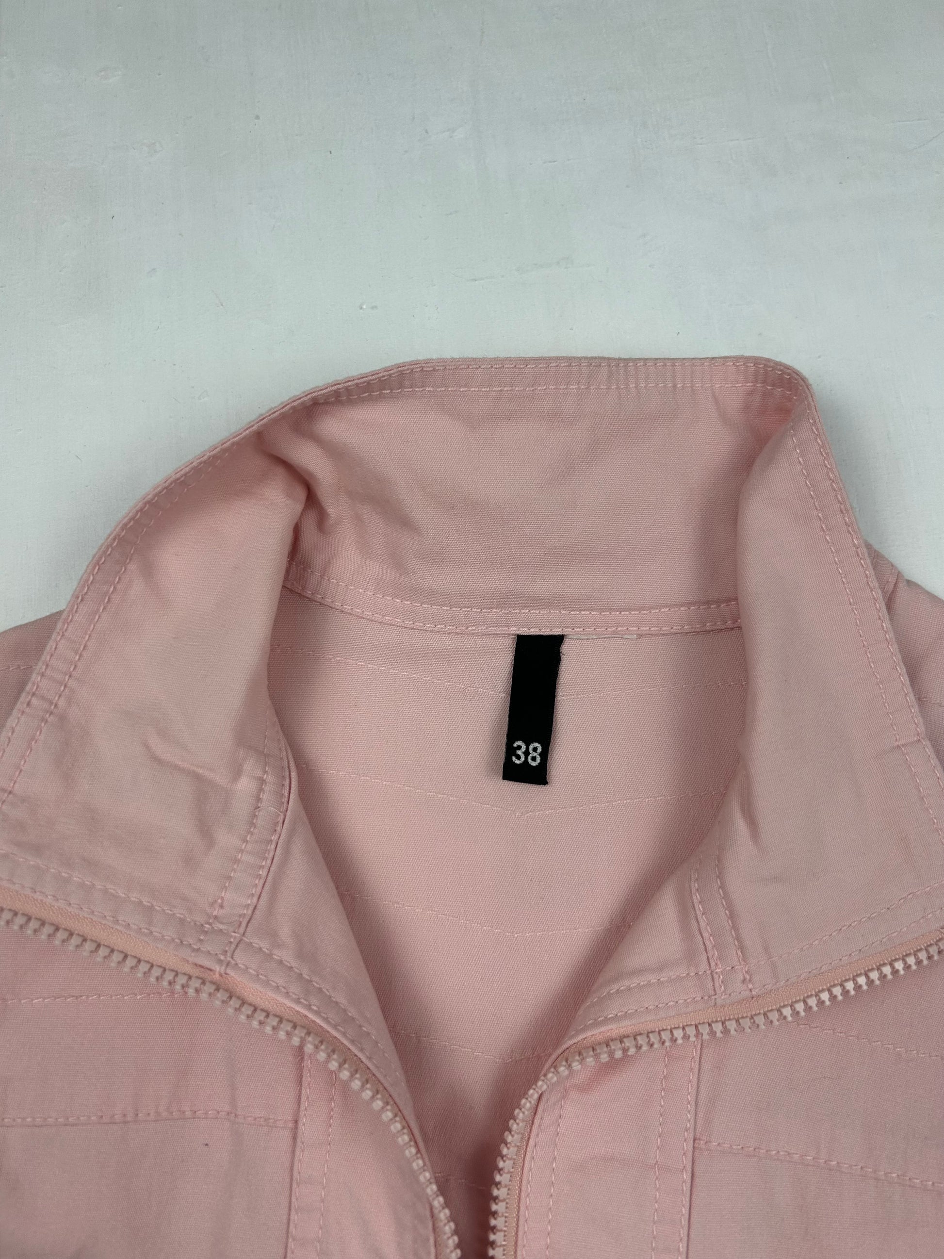 Baby pink spring zip up biker jacket (M)