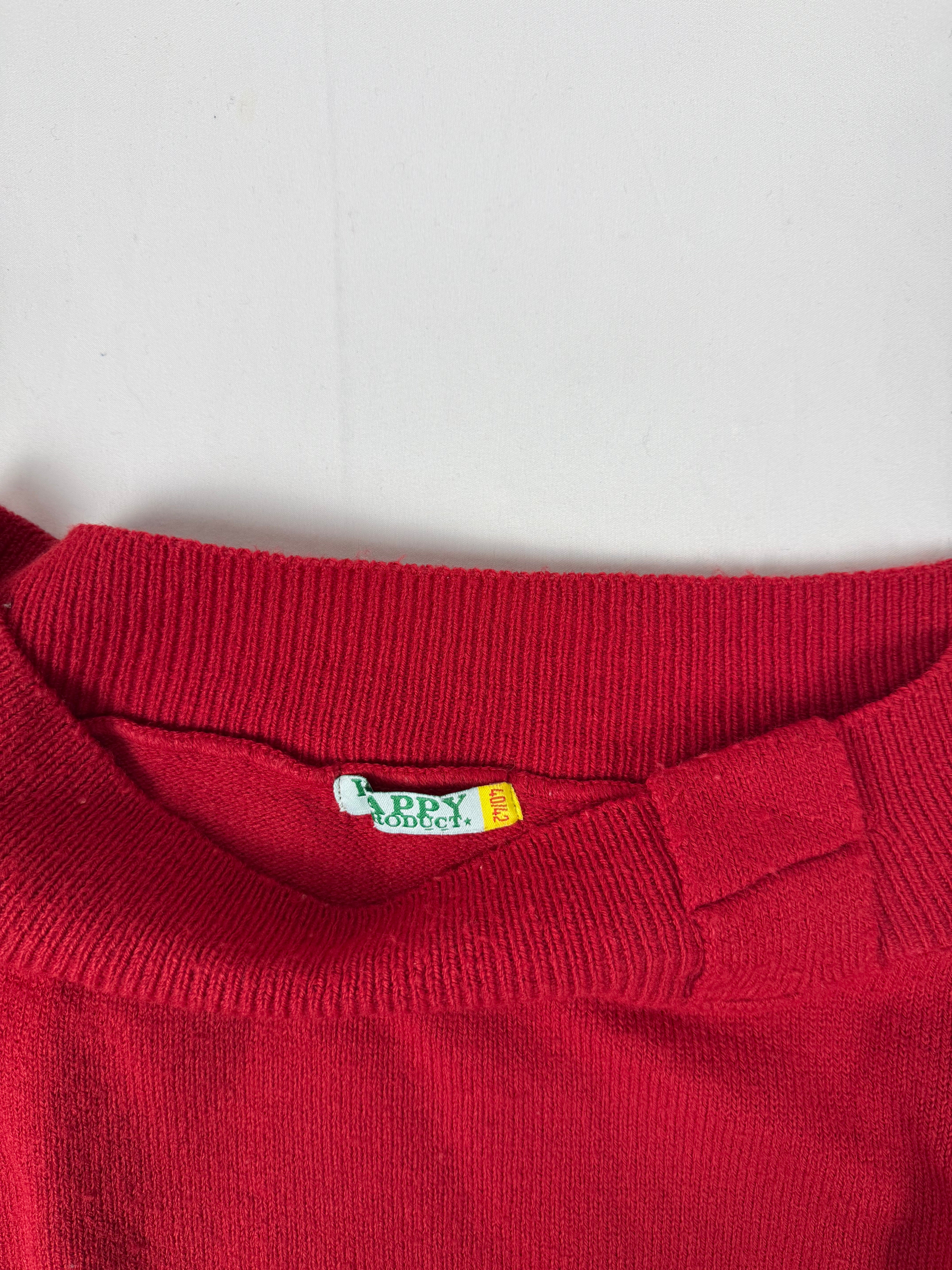 Red tight fit bardot neck jumper (L)
