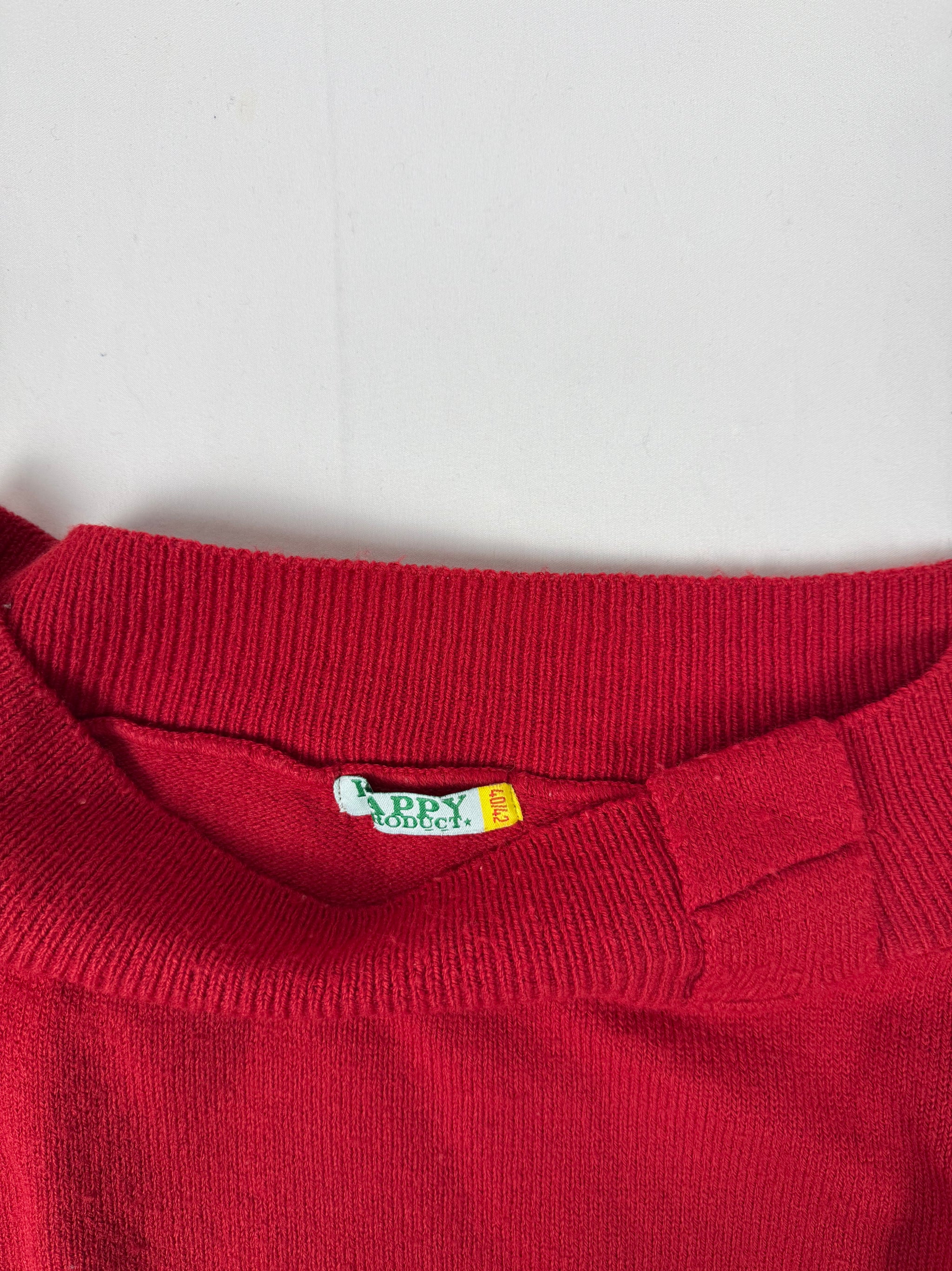 Red tight fit bardot neck jumper (L)