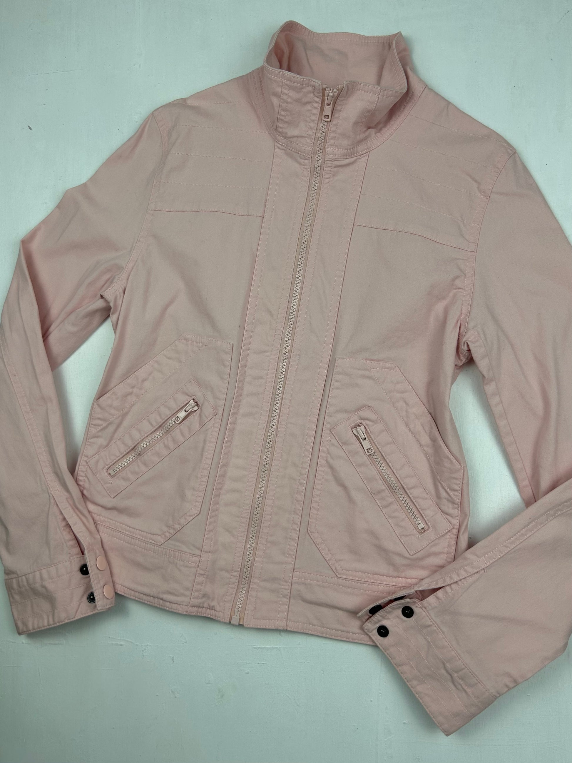 Baby pink spring zip up biker jacket (M)