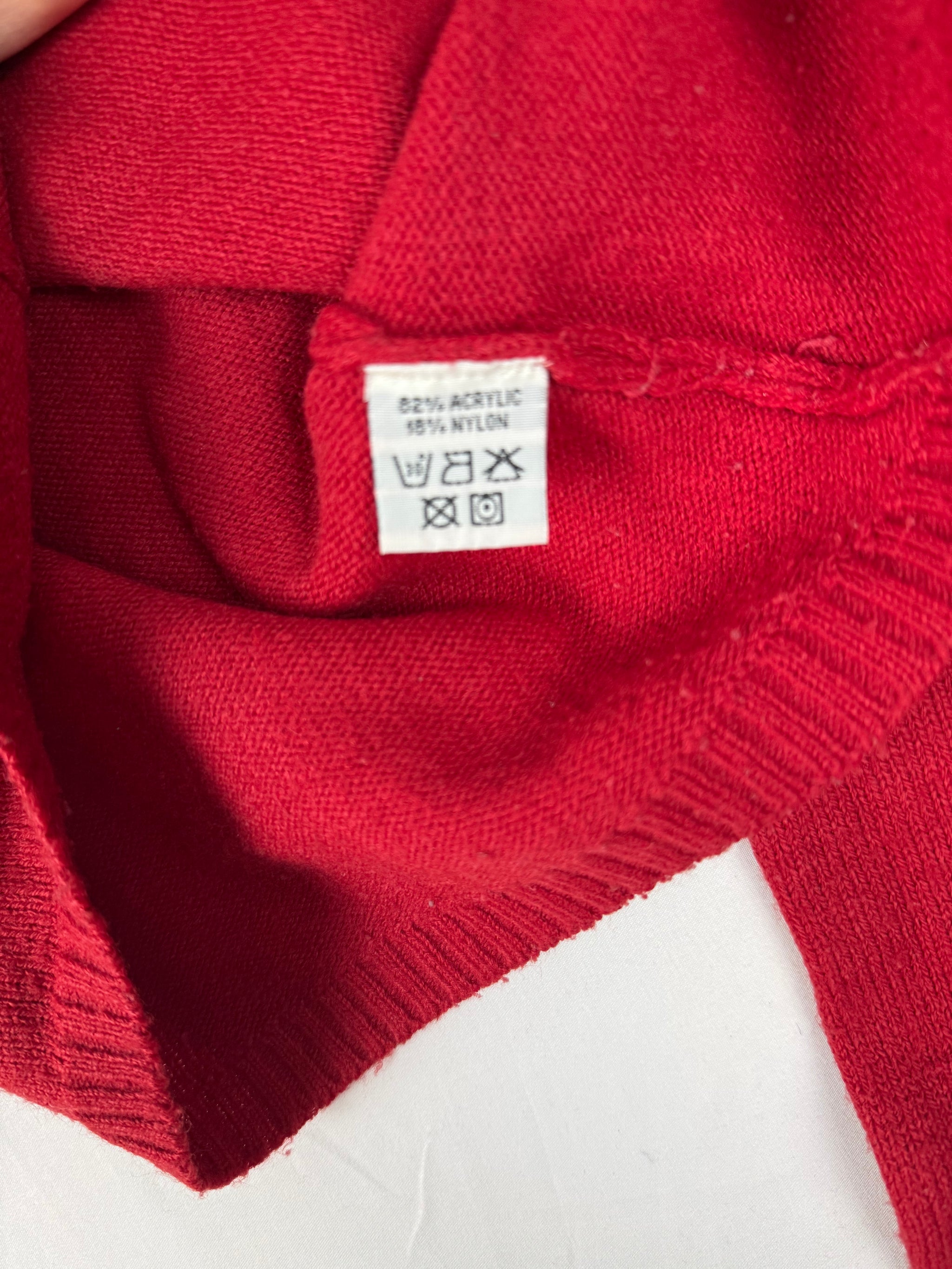 Red tight fit bardot neck jumper (L)