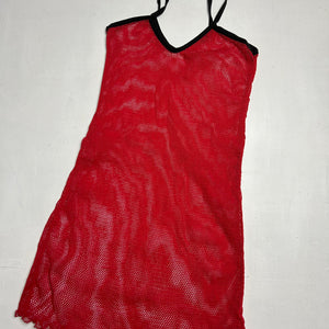 Red fishnet stretchy mini dress (S/M)