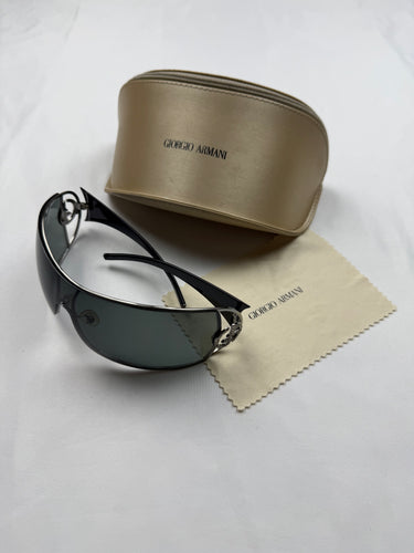 Black rhinestones 2000s shield sunglasses