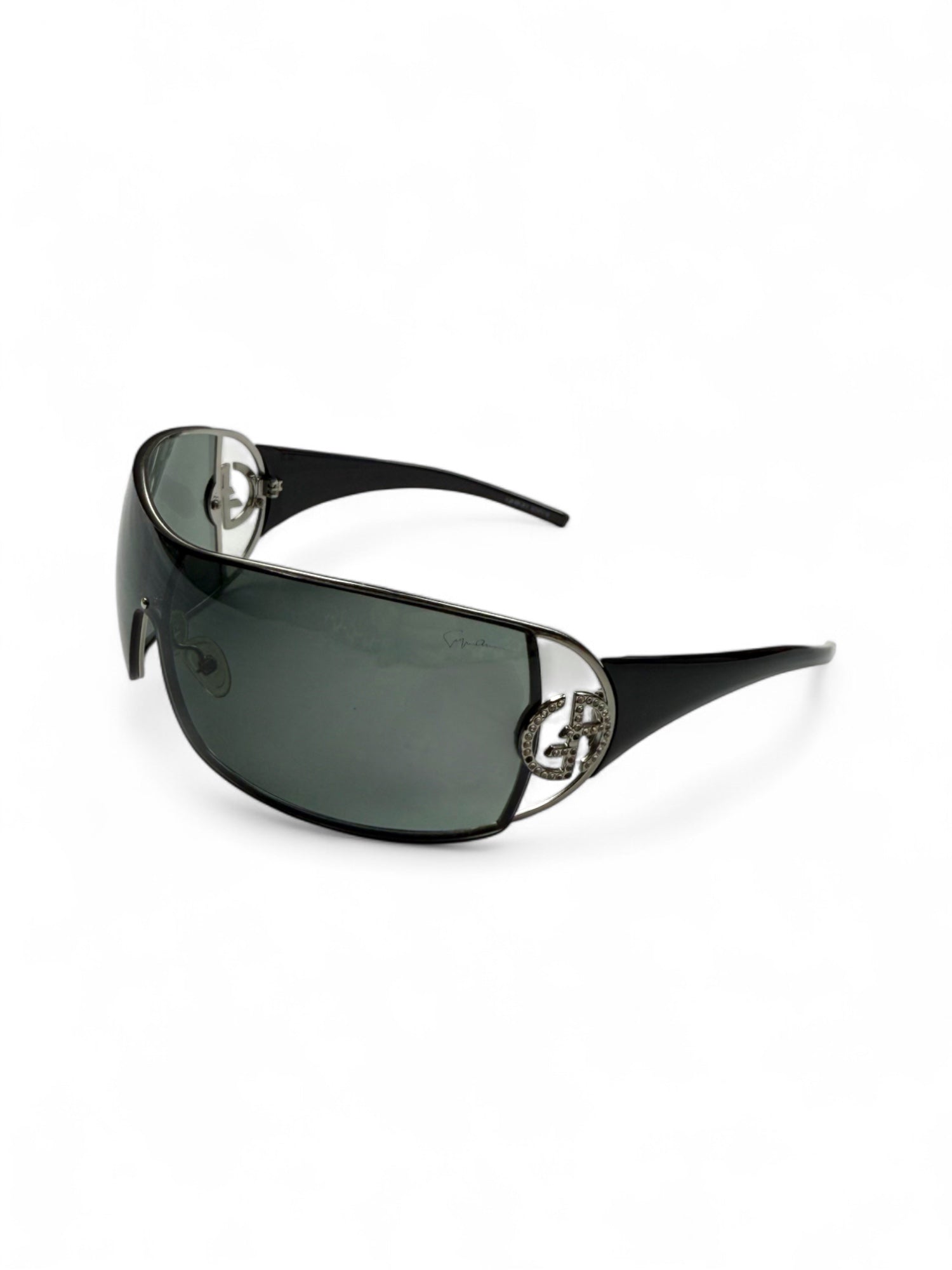 Black rhinestones 2000s shield sunglasses