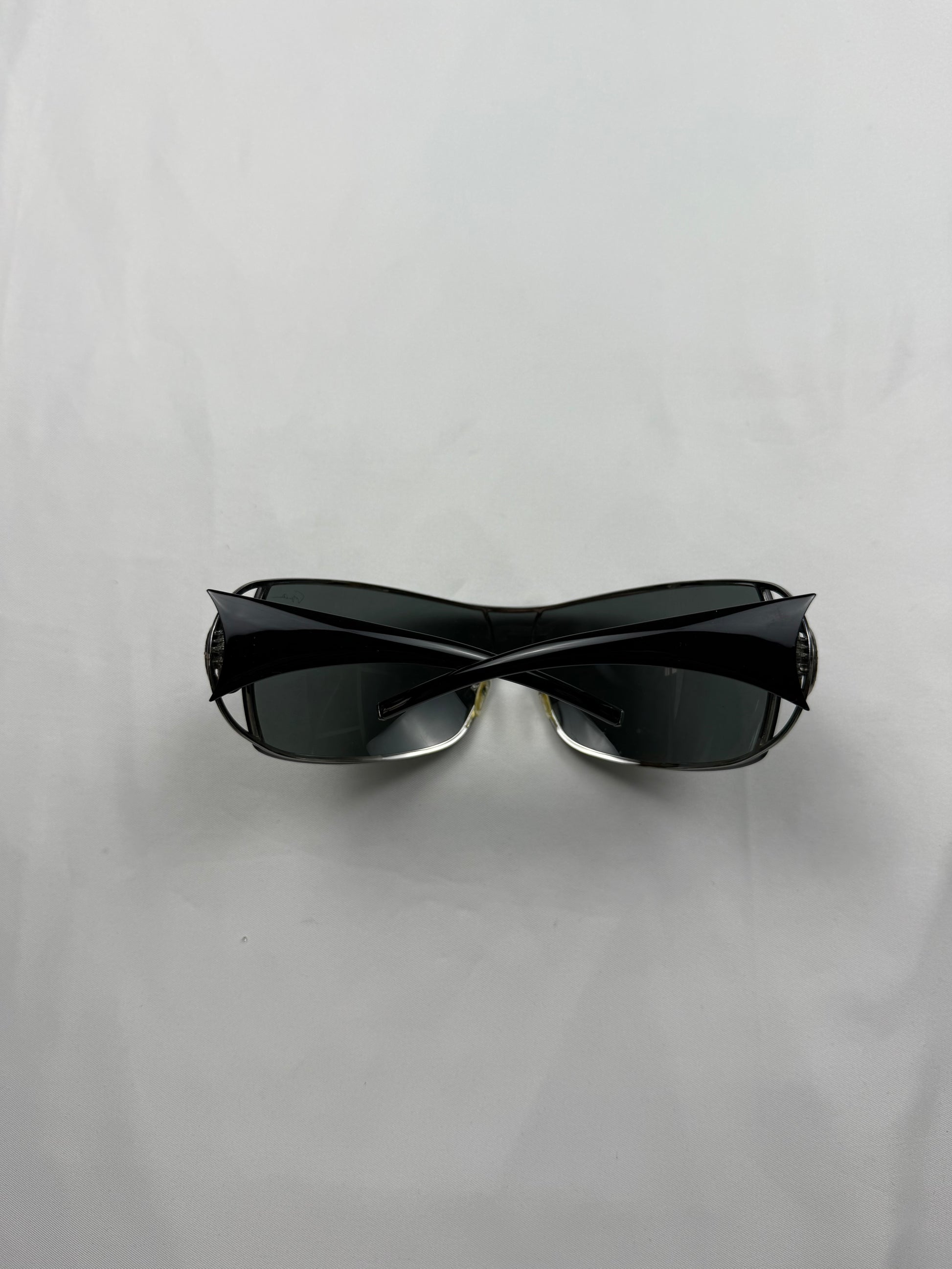 Black rhinestones 2000s shield sunglasses