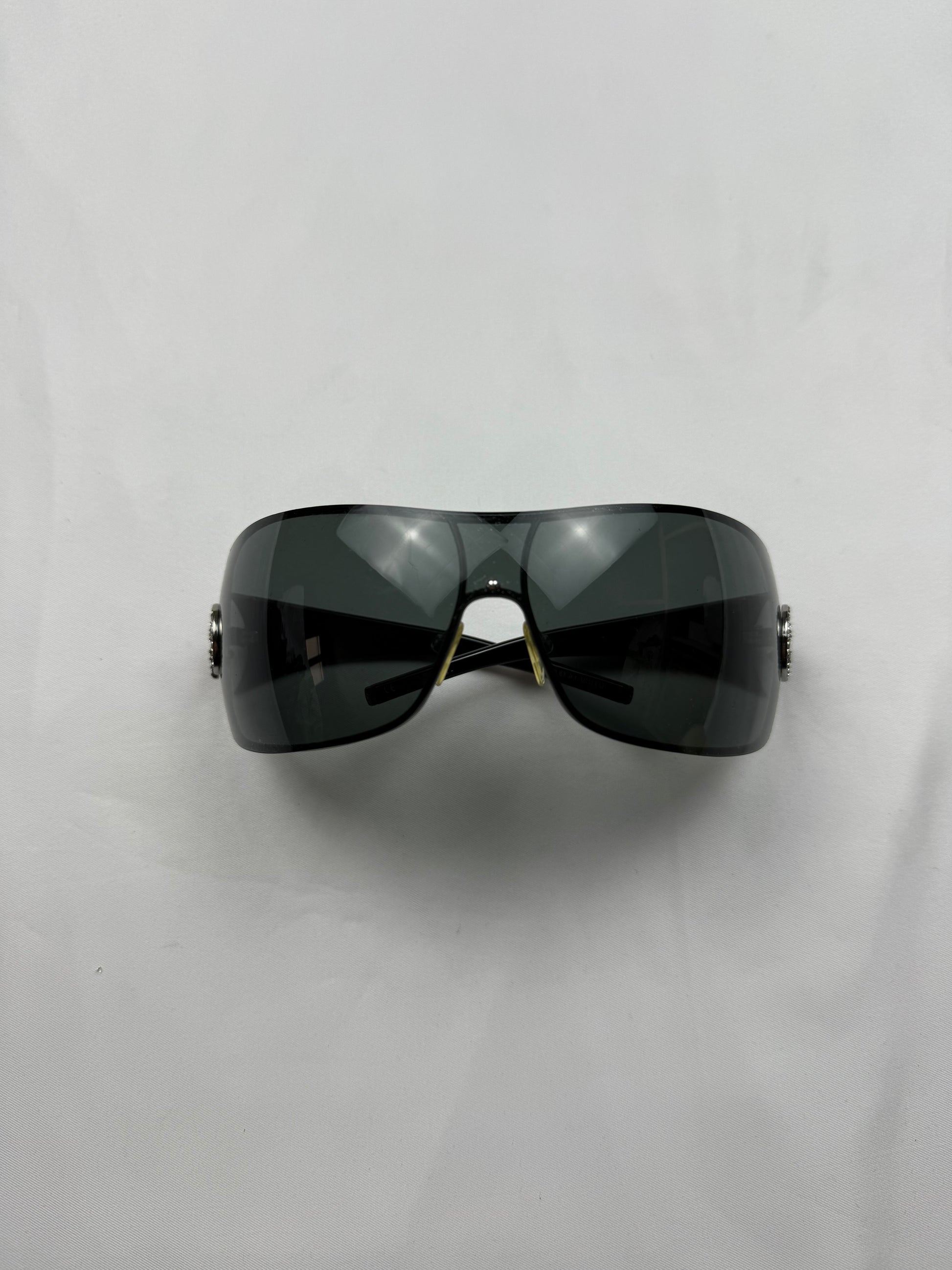 Black rhinestones 2000s shield sunglasses