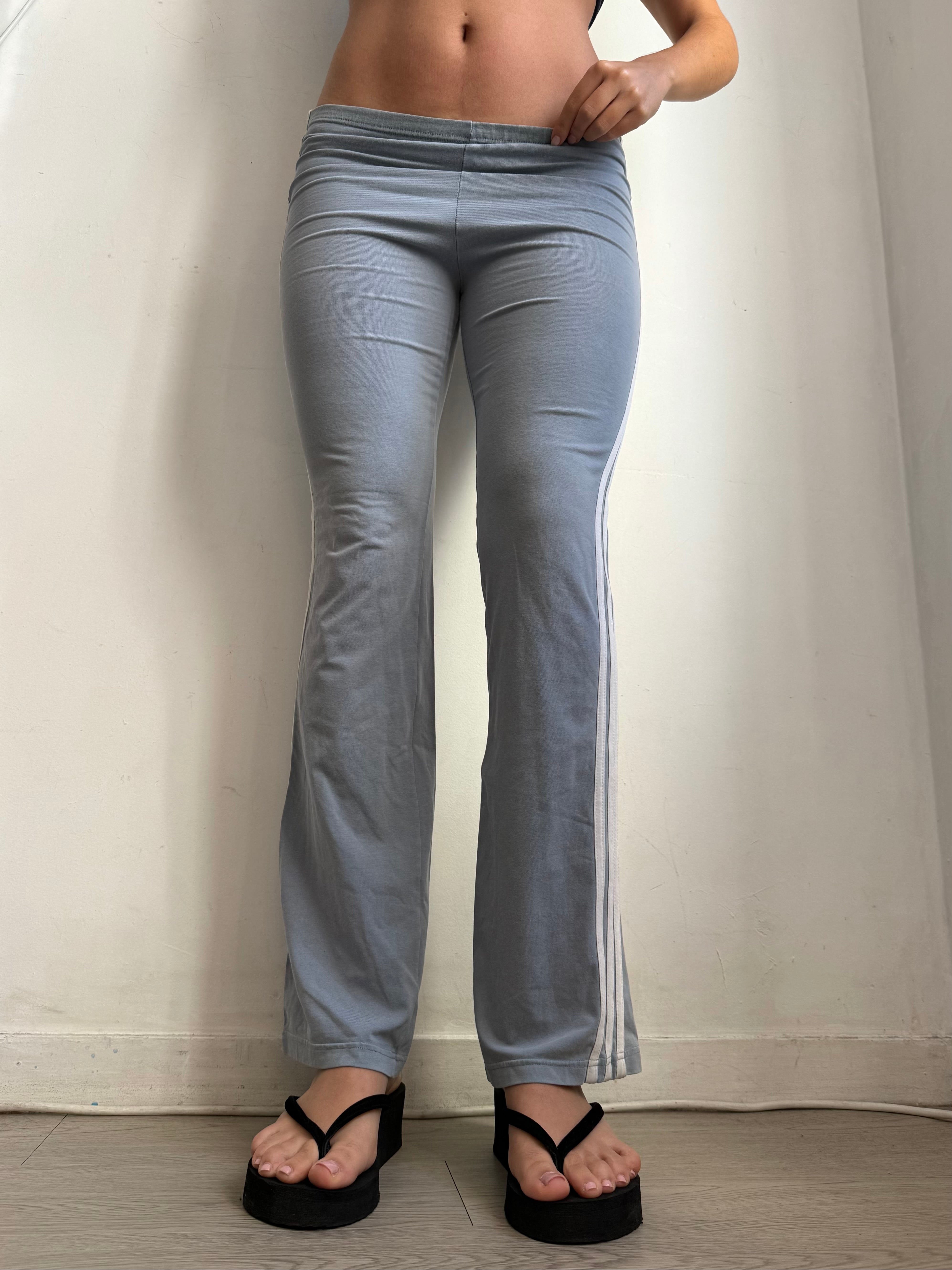 Blue low rise flare pants (S)