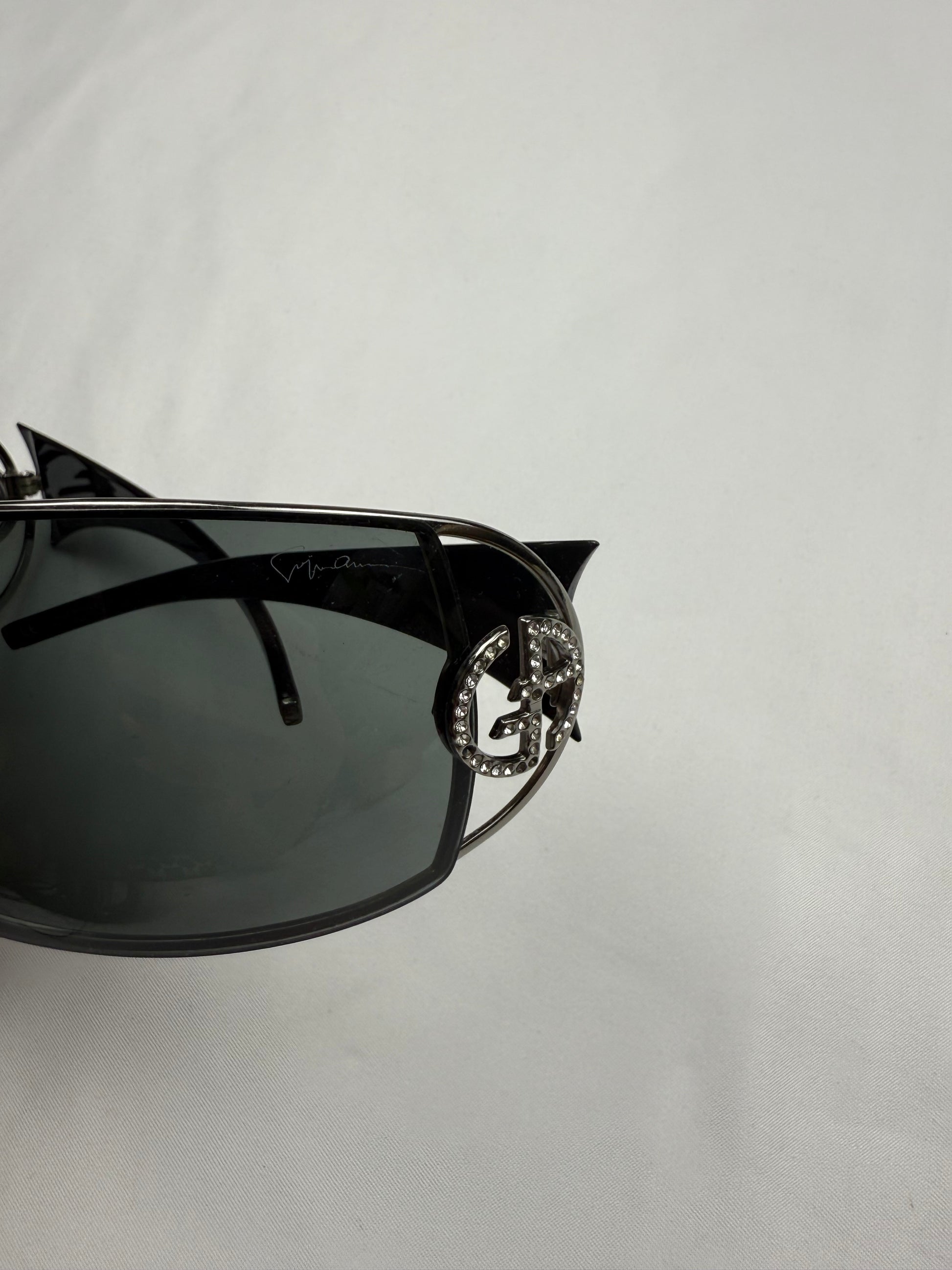 Black rhinestones 2000s shield sunglasses