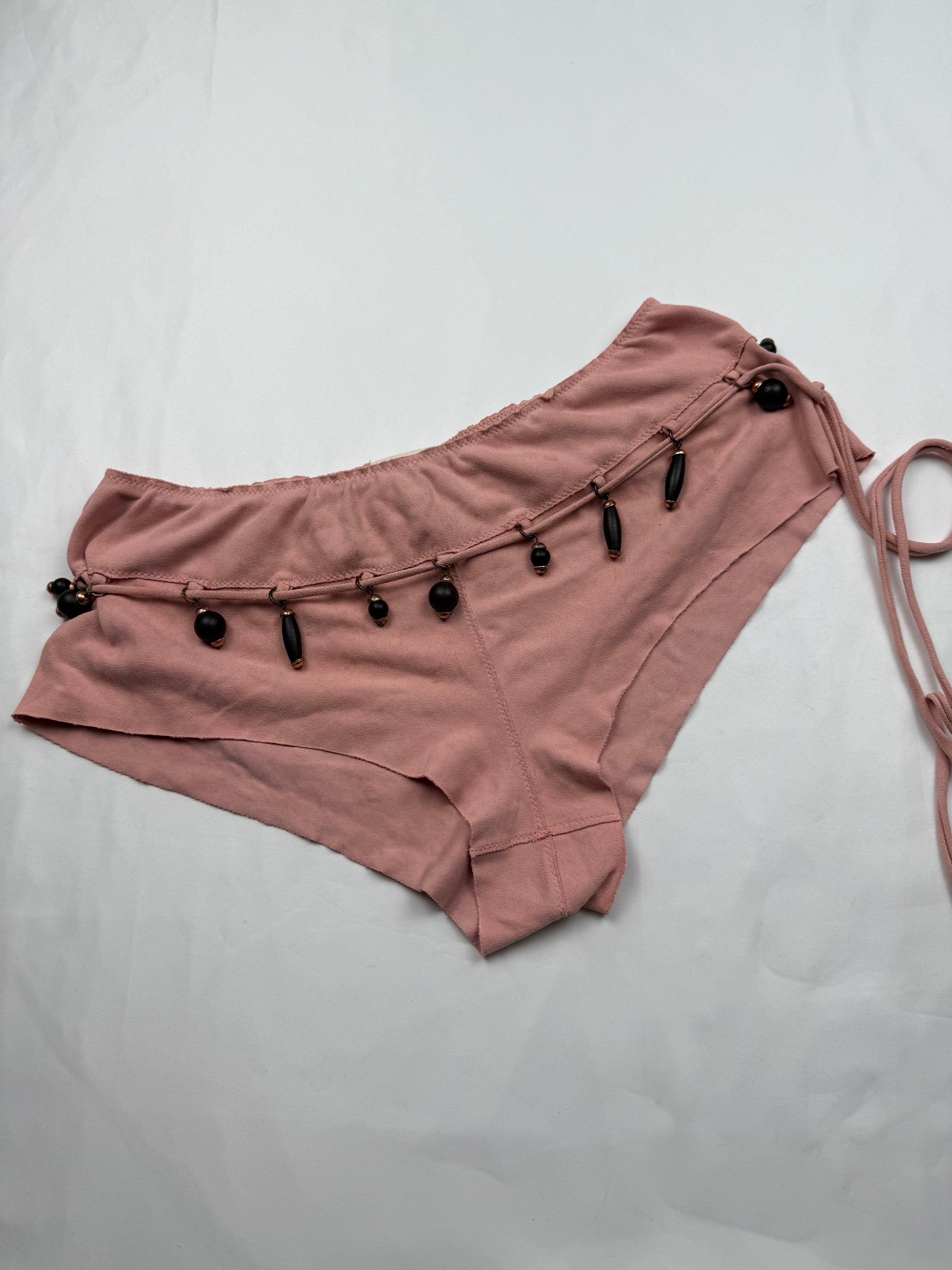 Pink suede low rise mini short (S/M)