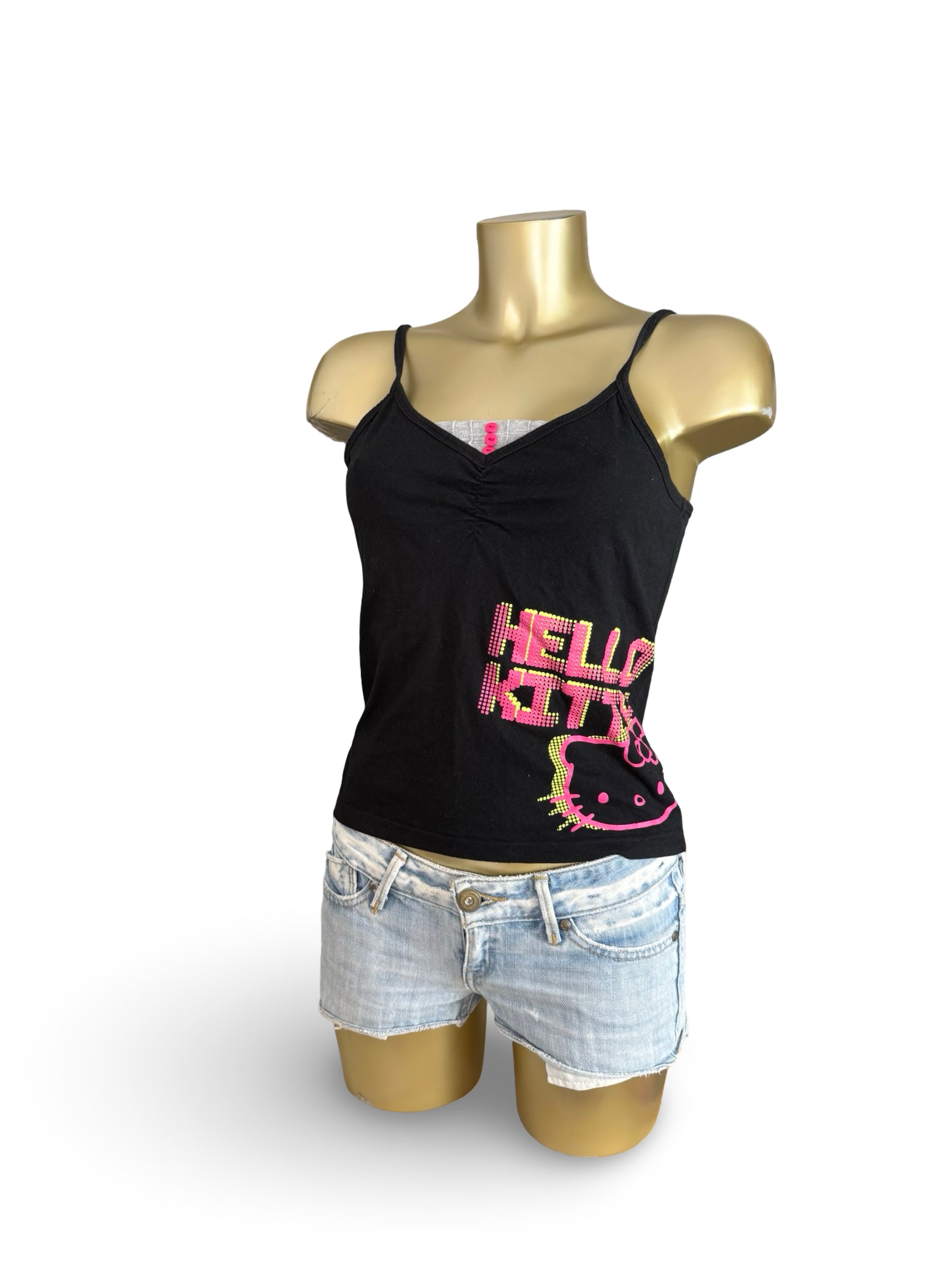 Black graphic cotton top (L)
