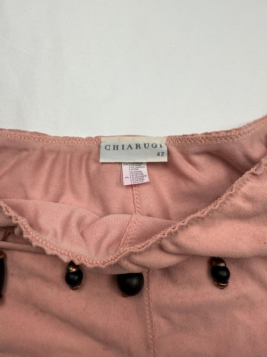 Pink suede low rise pearls mini short (S)