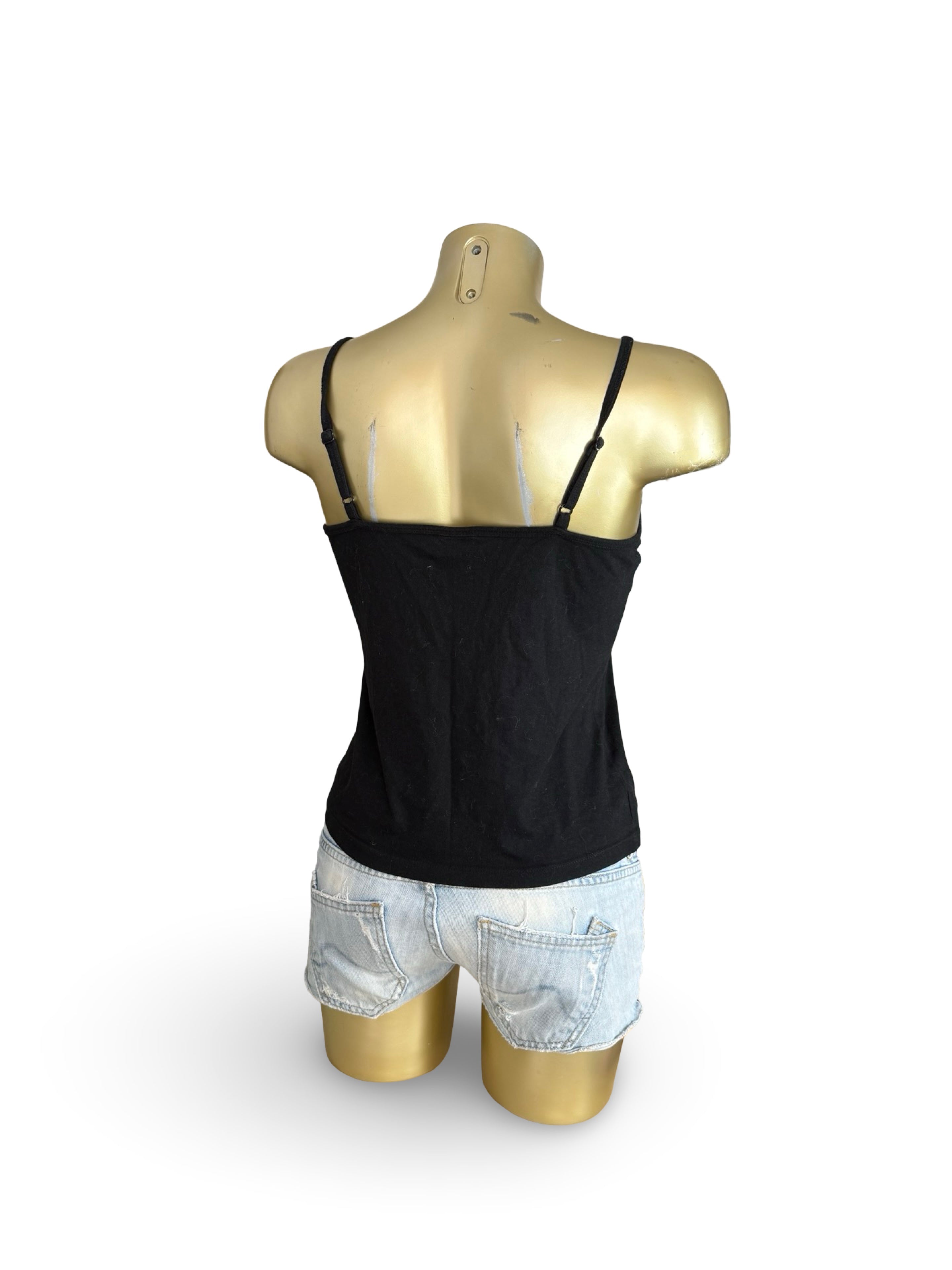 Black graphic cotton top (L)