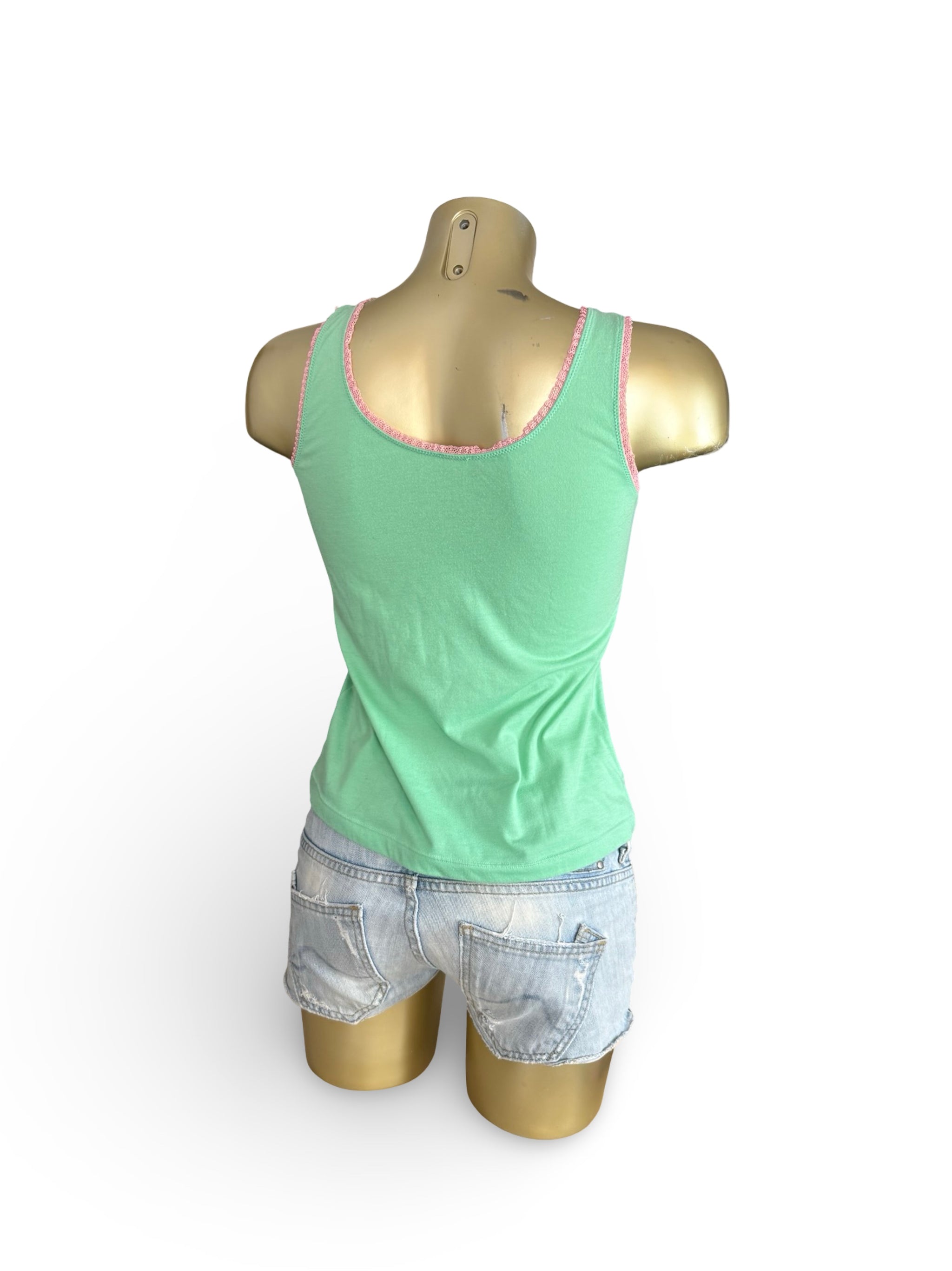Green graphic cotton top (M)