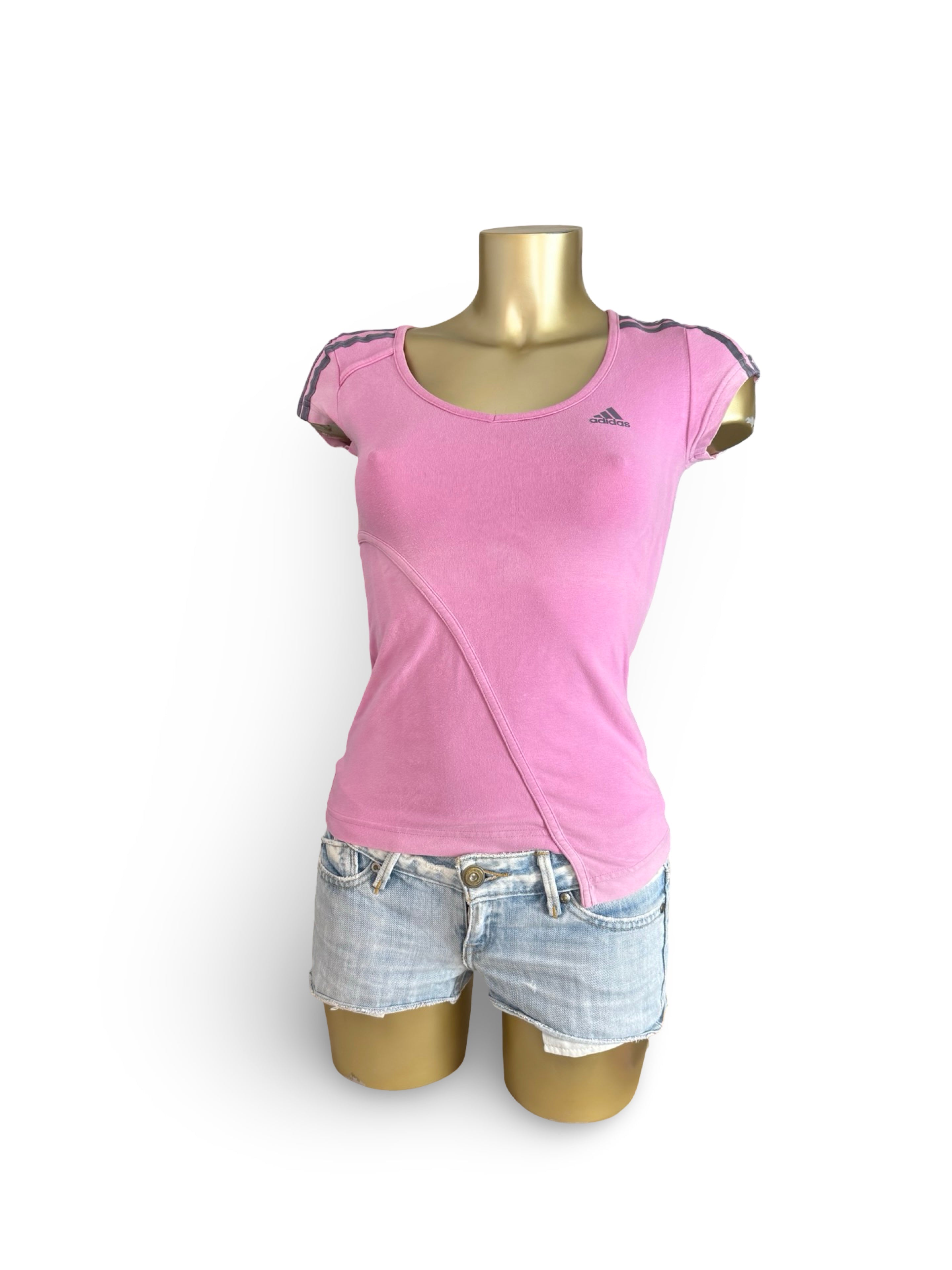 Pink asymmetric logo tee (S)