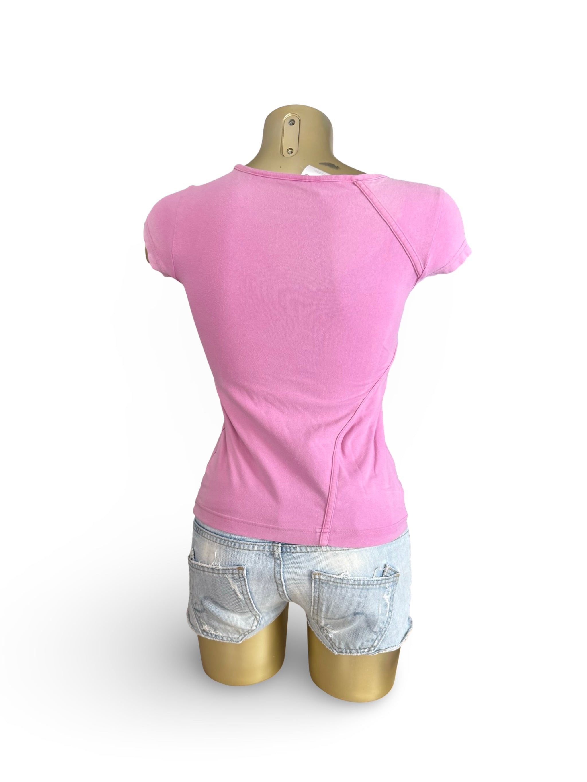 Pink asymmetric logo tee (S)