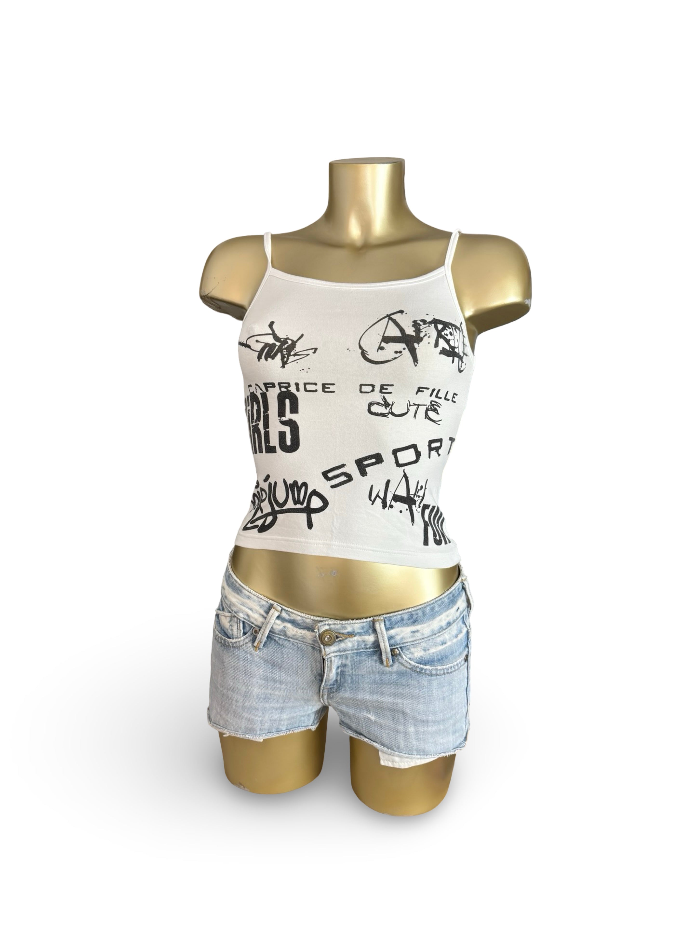 White graphic cotton top (XS)